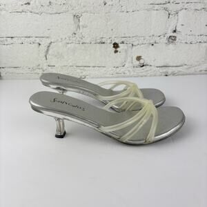 Vintage 90's Y2K Sunflowers LED Multicolored Clear Kitten Heels Sandals 6
